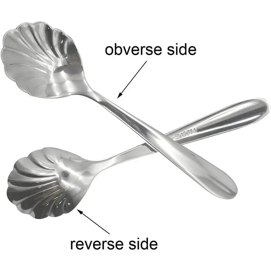 2-Piece Vintage Shell-Shaped Spoons, 4.96-inch 18/10 Stainless Steel Cutlery for Afternoon Tea & Dessert, Shell Shape, Baby, 4.96In, No Warning Applicable, Tableware, Two Piece Set