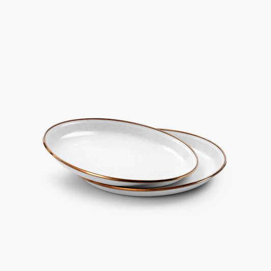 Barebones 8 Inch Salad Plate - Set of 2 Salad Plates - Enamelware Plates - Durable Kitchen or Camping Plate - Eggshell