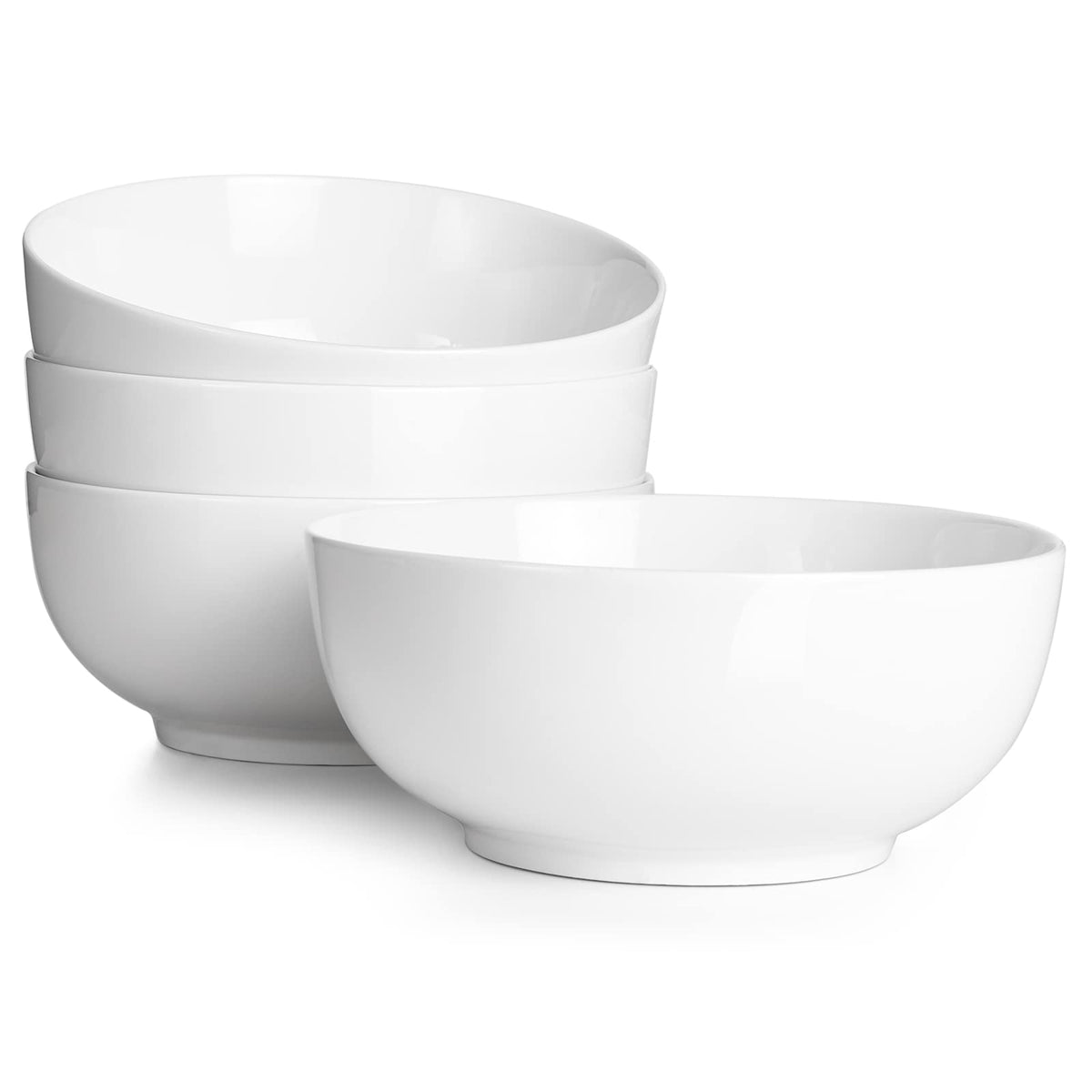 DOWAN 22 OZ White Ceramic Bowls Set of 4 - Perfect for Soup Bowls for Kitchen, Cereal Bowl, Ramen Bowl, Microwave Safe for Oatmeal, Fruit,Salad and Rice Bowl - Dishwasher & Microwave Safe