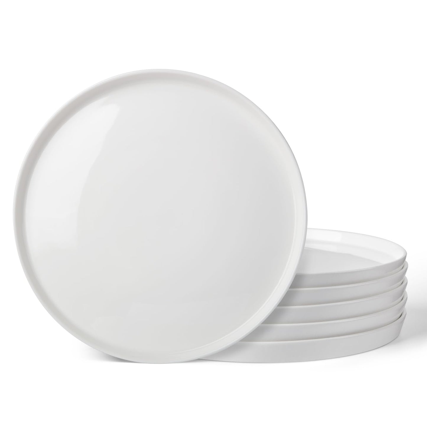 DOWAN 10" Porcelain Dinner Plates Set of 6, Ceramic White Dessert Plates Set for Salad, Pasta, Steak - Appetizer Plates, Dining Plates for Parties, Restaurant - Dishwasher & Microwave Safe - Gifts
