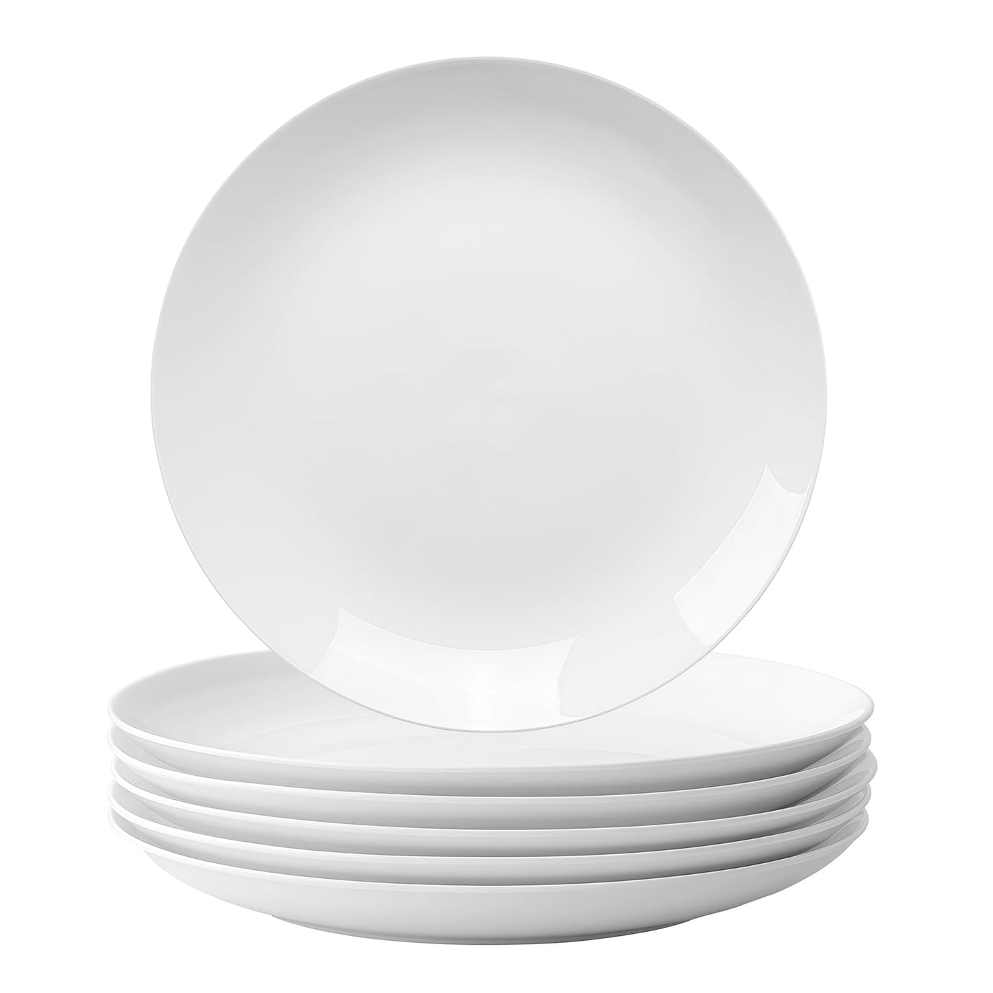 White Dinner Plates Set of 6, 10 Inch Ceramic Plates, White Porcelain Dinner Plates for Kitchen, Everyday Use, Microwave & Dishwasher Safe, 25.4Cm