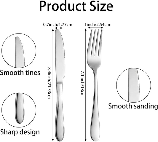 210 Pcs Forks and Knives Stainless Steel Silverware Set, 105 Dinner Forks 105 Knives, Mirror Polished Metal Flatware, for Restaurant Catering Home Banquet Gathering Daily Use Supplies