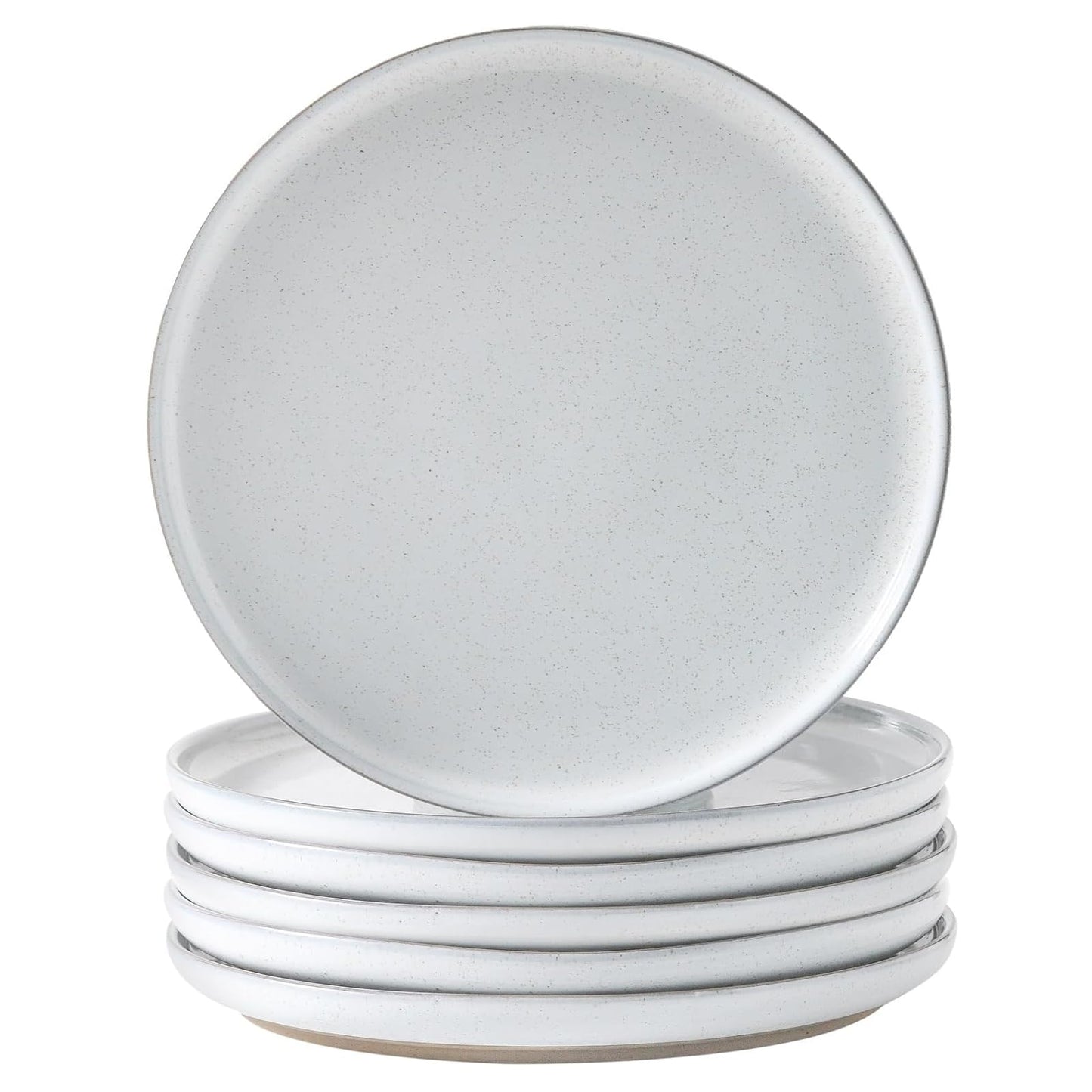 Ceramic Dinner Plates Set of 4 with High Edges, 10 Inch Glacier White Plates for Salad, Pasta and Steak, Oven&Dishwasher Safe, Stoneware Plates with Matte Terracotta Base, Porcelain,Scratch Resistant