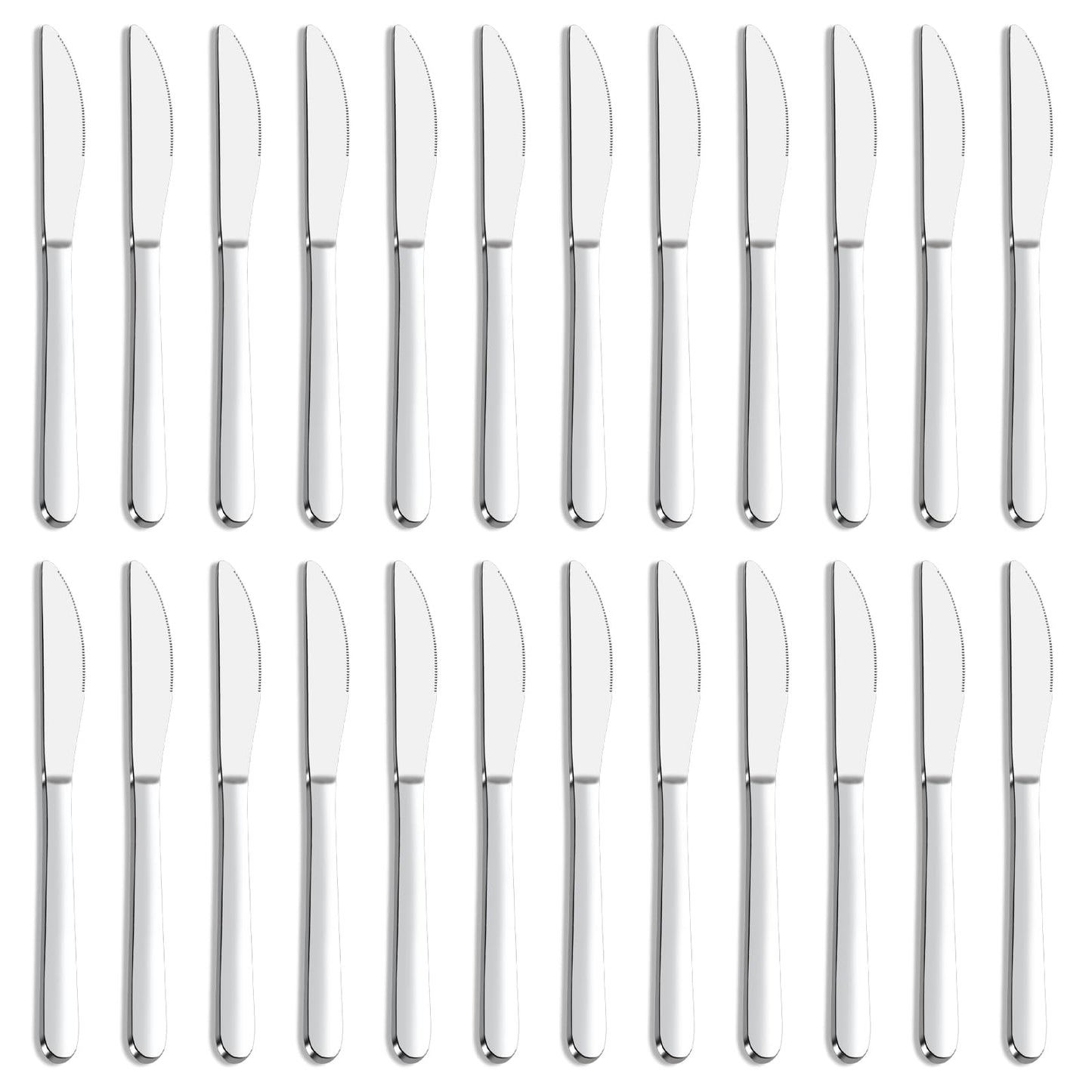 24-Piece Forks and Knives Set for 12, Food-Grade Stainless Steel Silverware Set with 12 Dinner Knives & 12 Forks, Mirror Polished Fork Silverware, Butter Knife and Metal Fork, Dishwasher Safe