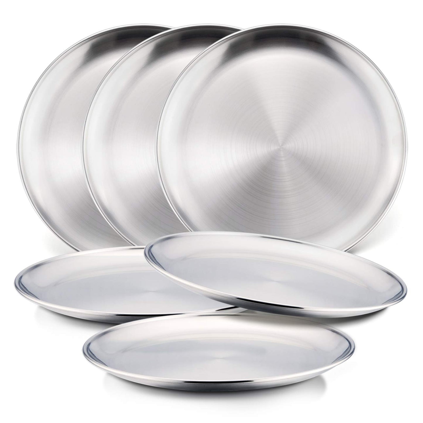 HaWare 18/8 Stainless Steel Plates for Kids, 8" Baby Feeding Plates for 6 | Metal 304 Dinner Dishes for Toddlers Children, Feeding Serving Camping Plates, Reusable and Dishwasher Safe, 6-Piece