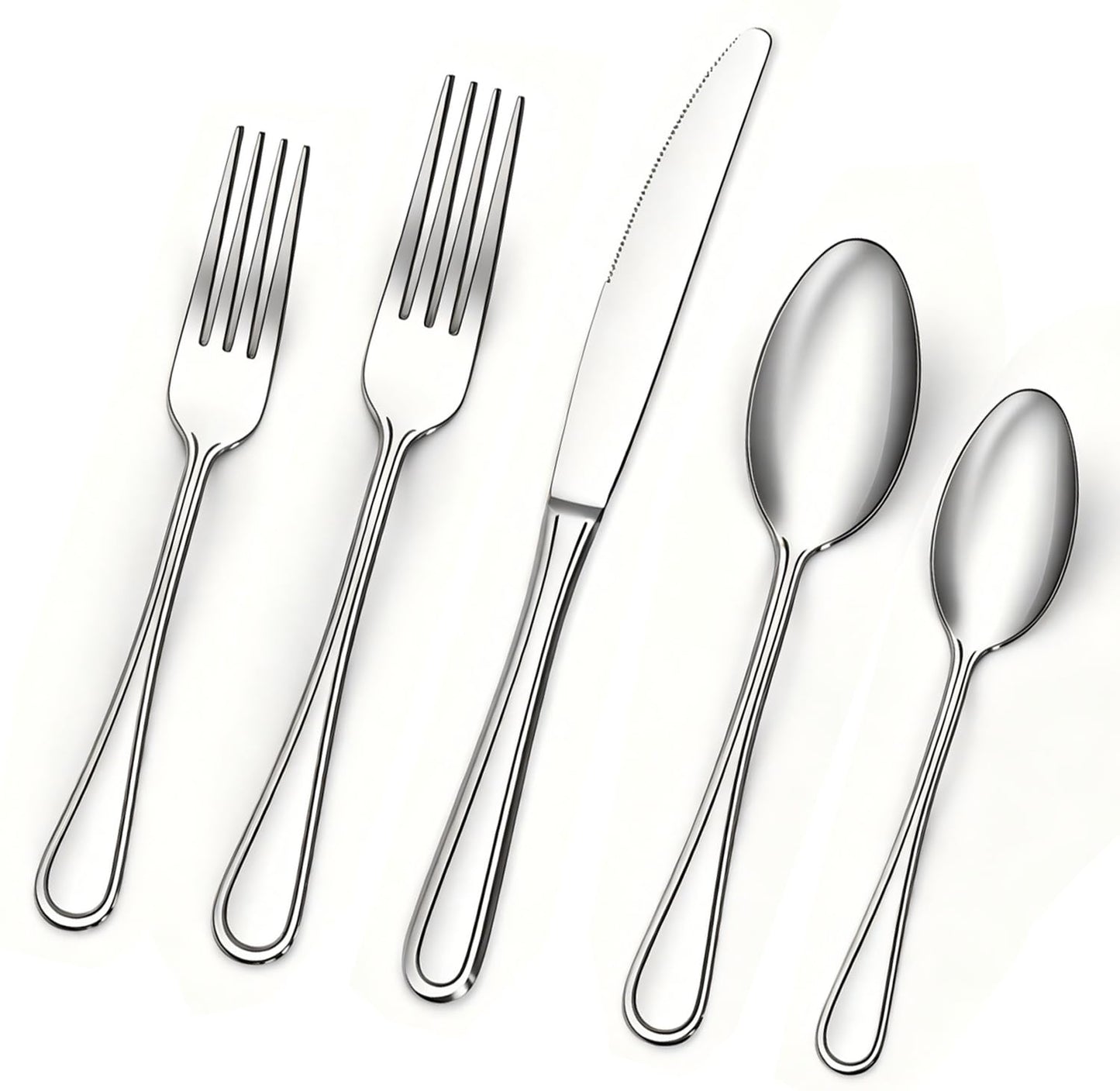 BEWOS 20 Piece silverware set - Service for 4, Black Stainless Steel Silverware Set with Mirror Polishing, Including Knives, Forks and Spoons, Dishwasher Safe, Flatware Set Suitable for Home Kitchens