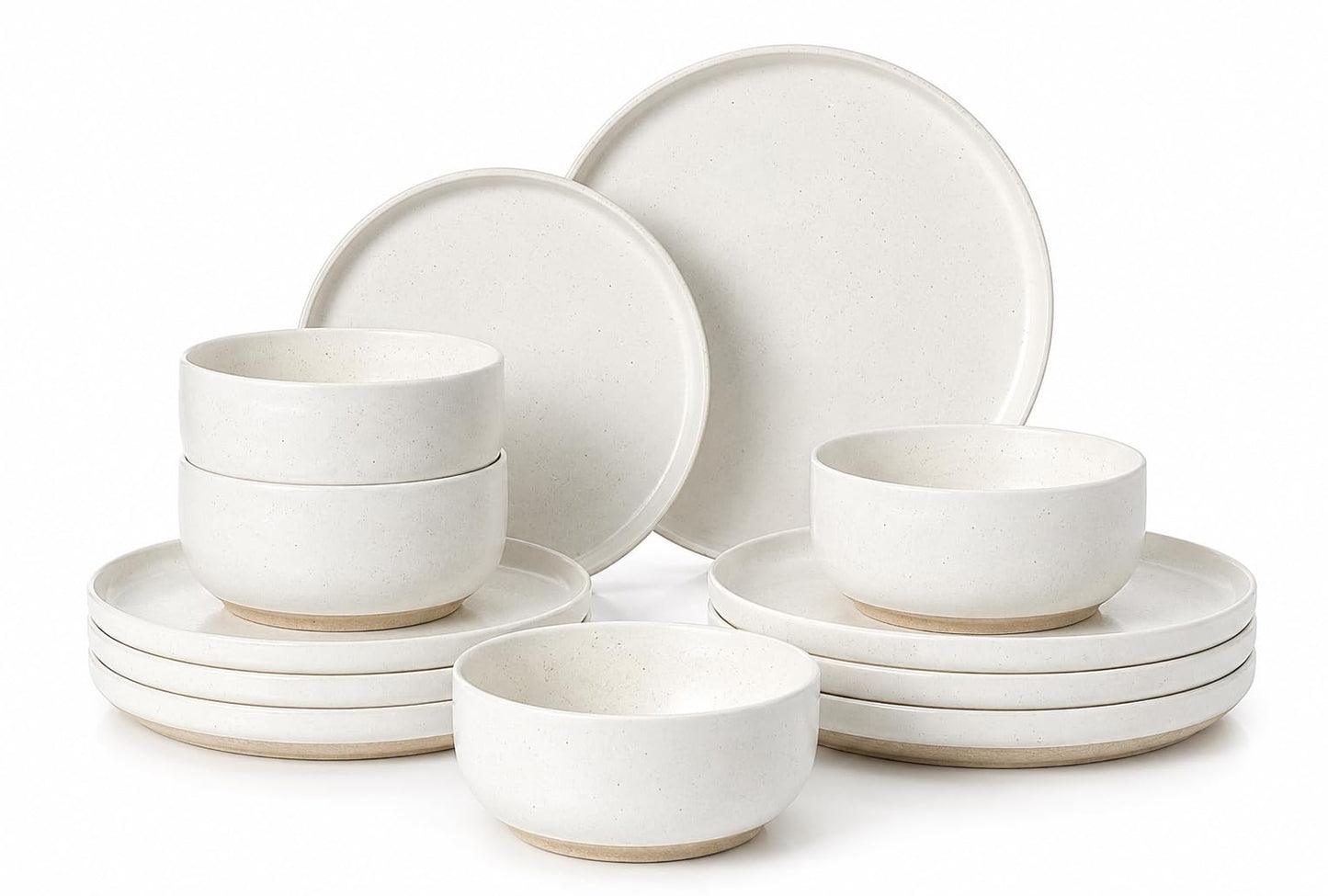 Ceramic White Dinner Plates Set of 6, 10.5 Inch Plates for Kitchen, Microwave Oven and Dishwasher Safe, Modern Dishes Set for Pasta,Steak, Dessert, Salad