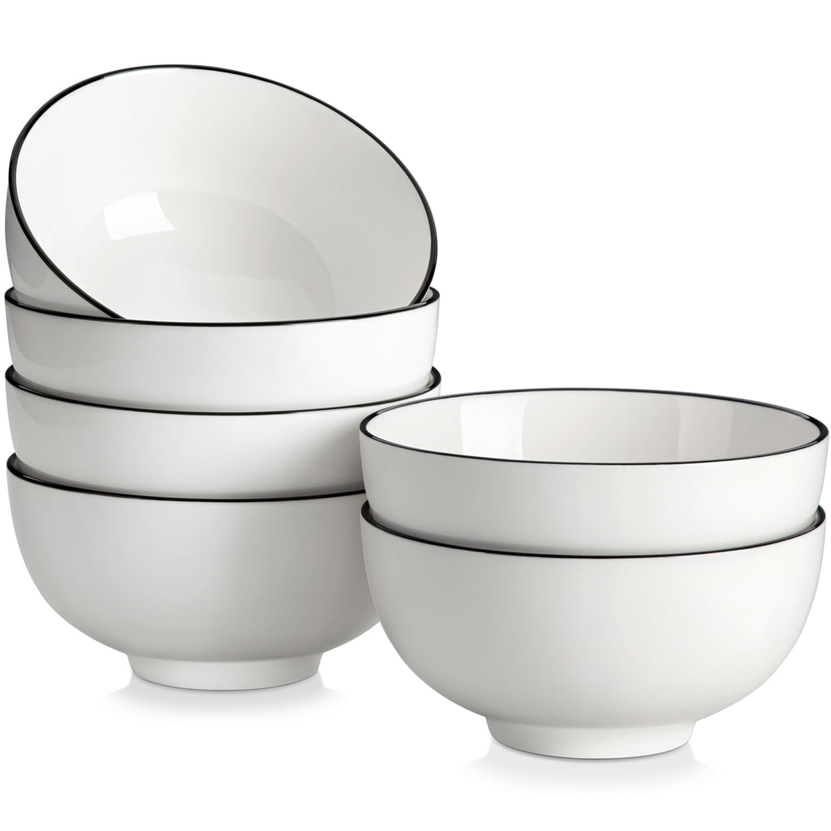 MALACASA 26 Oz White Ceramic Soup Bowls of 4, Cereal Bowls for Kitchen | Perfect for soup, cereal, dinner, noodles,ramen or fruit; scratch-resistant, stackable, microwave, oven & dishwasher safe
