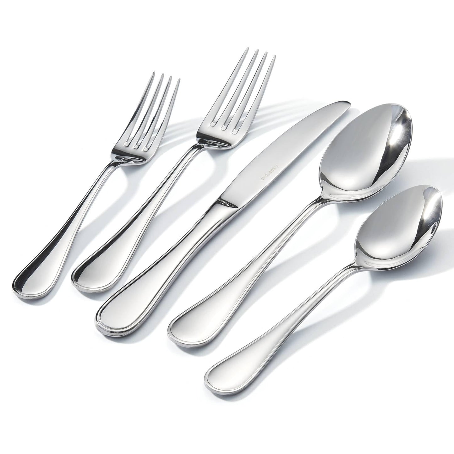 18/10 Stainless Steel Silverware Set for 8, 40 Piece Teardrop Flatware Set | KINGSTONE Heavy Cutlery Set, Mirror Polished Knives Forks and Spoons Utensils, Dishwasher Safe for Home Kitchen Wedding