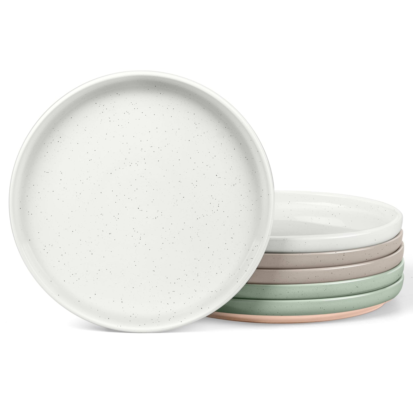 LIANYU Dinner Plates Set of 4, 10.5 Inch Stoneware Plate for Kitchen Dining, Large & Round Ceramic Salad Dishes Set, Microwave, Oven & Dishwasher Safe, Scratch Resistant, Stackable, Snowy White