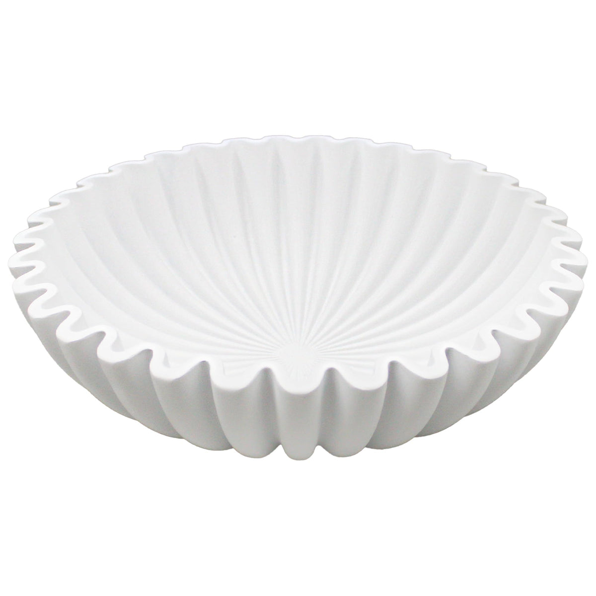 Large Decorative Bowl, Modern Handicraft Bowls for Home Decor, Fruit Bowl for Kitchen Counter, Ruffle Decor, Stylish Key Bowl for Entry Table, Artificial Stone Beige