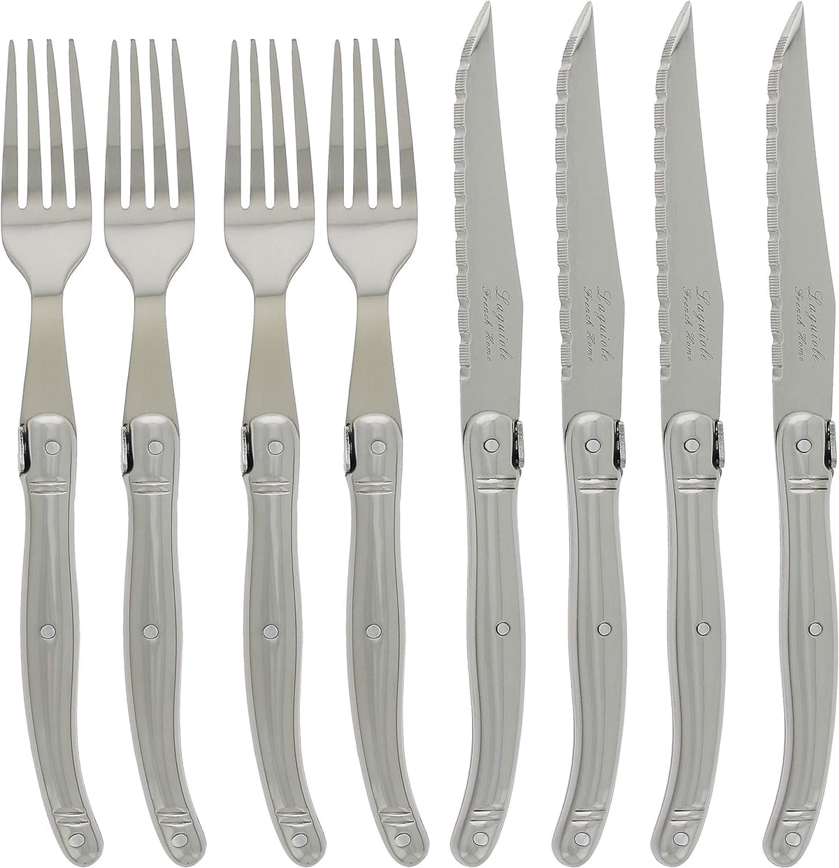 Laguiole 8-Piece Stainless Steel Steak Knife and Fork Set