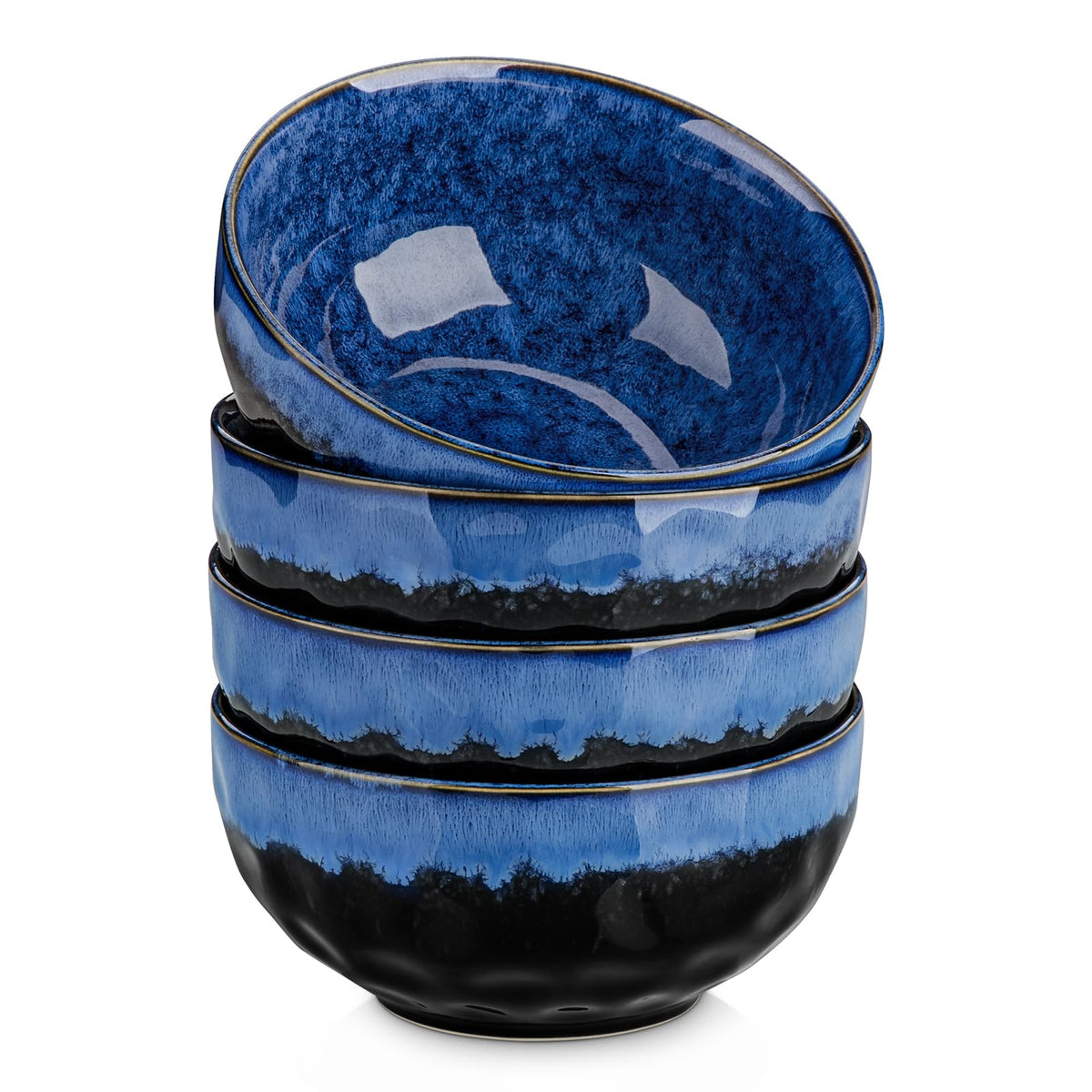 vancasso Starry 24oz Bowls for Soup, Ceramic Blue bowls Set of 4 | Deep Bowls for Cereal, Salad and Oatmeal, Dishwasher & Microwave Oven Safe