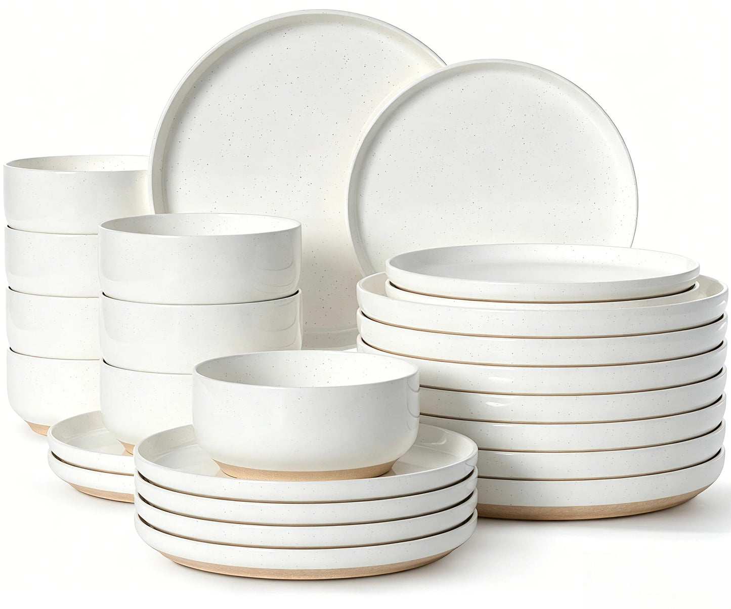 Plates and Bowls Sets, Dinnerware Sets for 4, 12 Pieces Scratch Resistant Dishware Dishes Set, Ceramic Kitchen Dinner Set, Porcelain & Microwave and Dishwasher Safe, Cream White