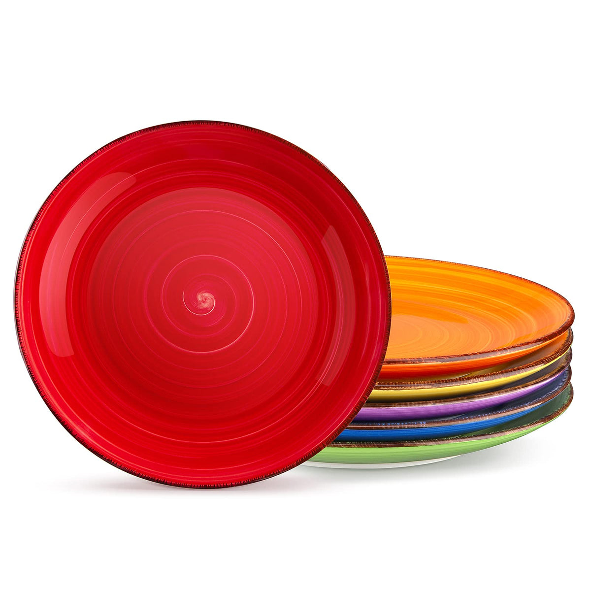 vancasso Bonita 10.5 Inch Ceramic Dinner Plates Set of 6, Warm Colors | Microwave and Oven Safe, Durable Glaze Resists Scratches and Chips, Set of 6 Stackable, Colorful Bonita Design, Salad Plates