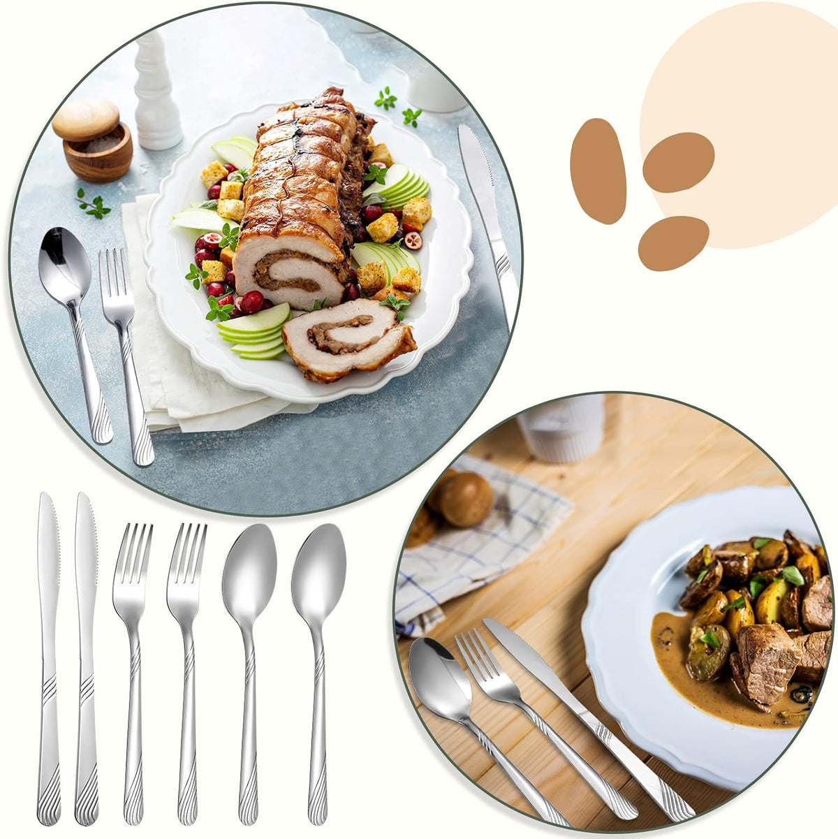 Minatee 201 Pcs Thin Silverware Set Stainless Steel Flatware Sets Service for 67 Silver Cutlery Set Serving Utensils Sits Includes Knife Fork Spoon for Home Kitchen Restaurant Dishwasher Safe