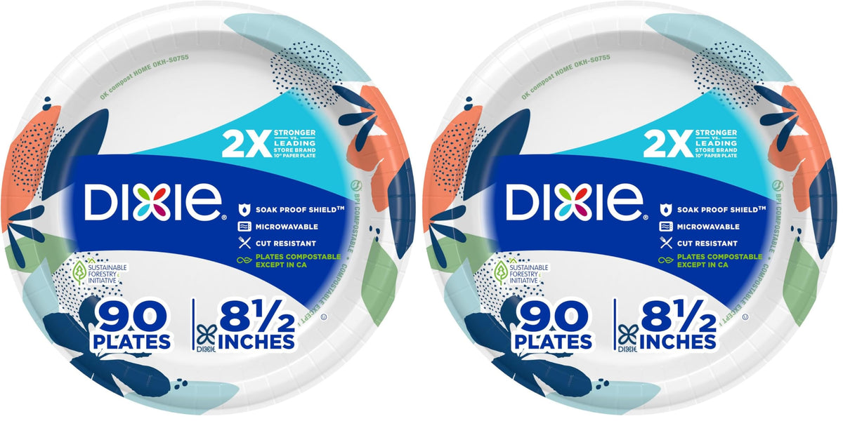 Dixie Large Paper Plates, 10 Inch, 150 Count, 2X Stronger*, Microwave-Safe, Soak-Proof, Cut Resistant, Disposable Plates For Everyday Breakfast, Lunch, & Dinner Meals