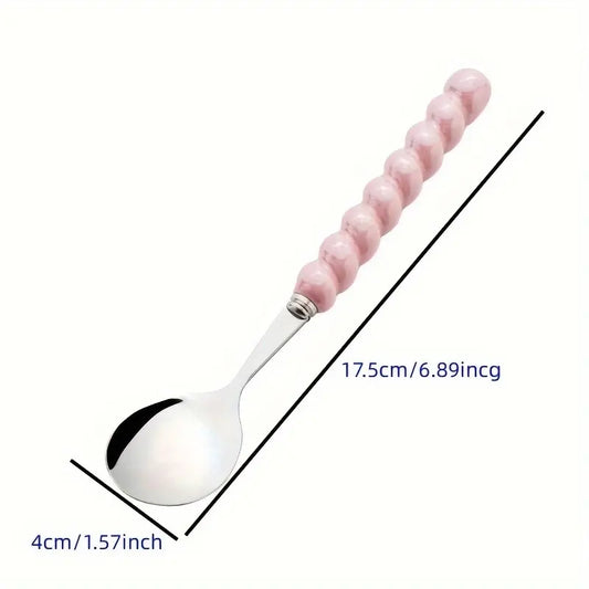 2pcs Colored Pearl Spoon, Modern Home Use Rice Spoon, Small Soup Spoon, Culinary Cutlery