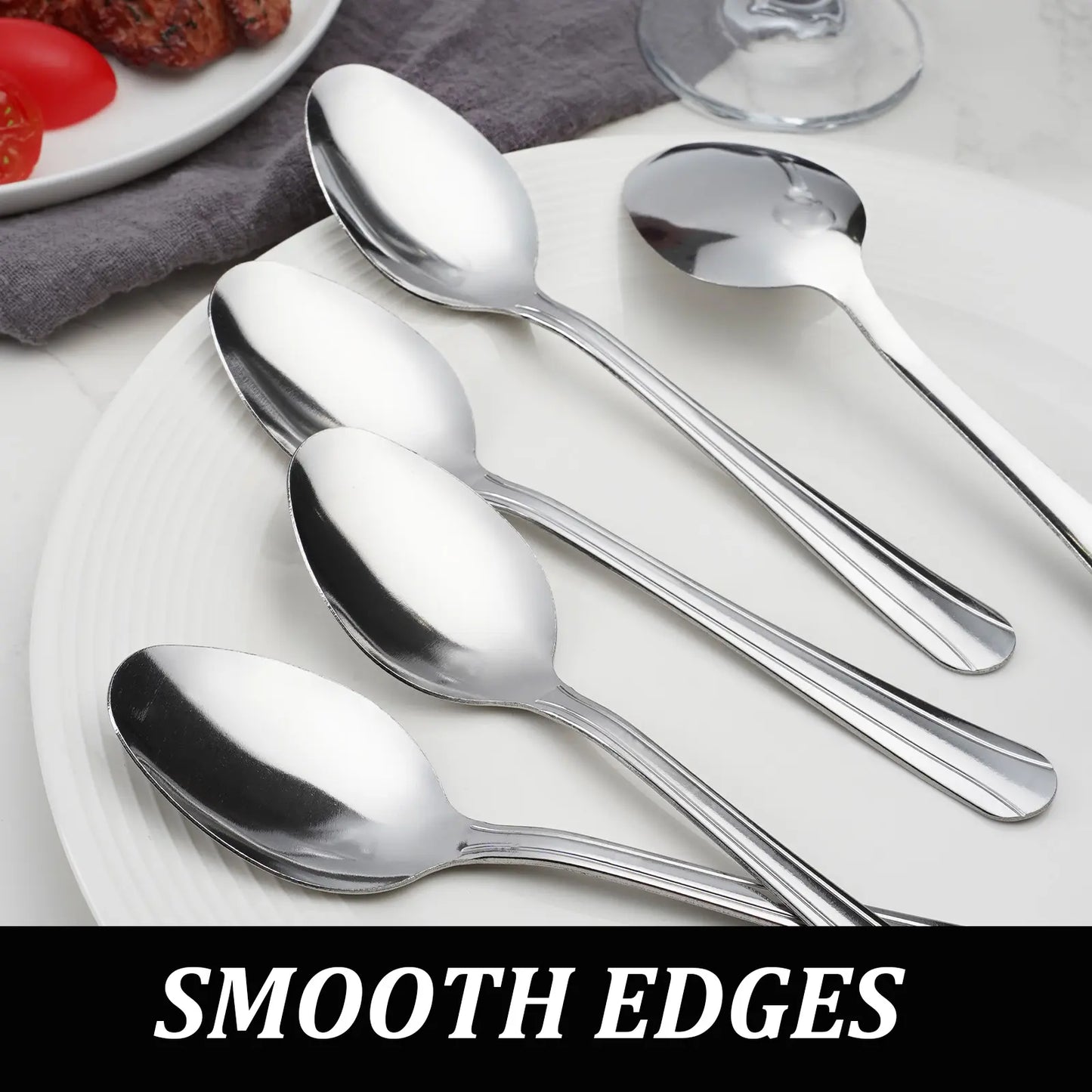 60pcs Halloween Silver Spoons Set - Mirror-Shine Look, Mirror-Polished Stainless Steel, Everyday Wear-Resistant, Solid Finish, Dishwasher Safe Cutlery Tableware for Parties, Special Events Business Use