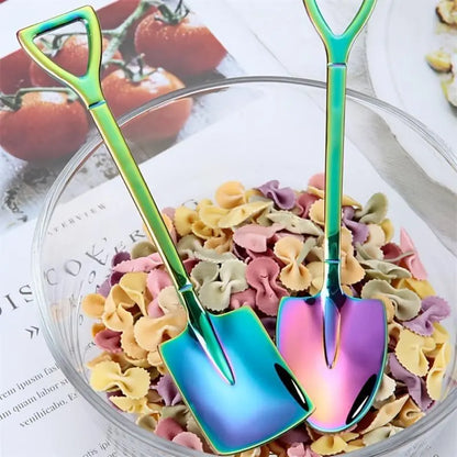 10PCS Stainless Steel Utensils - Creative Paddle-Shaped Scoop Form Modern Spoons, Durable Hygienic Kitchen Cutlery for Home, Restaurant Desserts