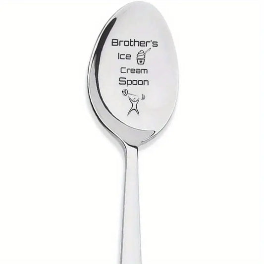 Funny Sister Spoons, Crystal Clear Engraved Coffee Spoons with Heart Cutout, Brother's Ice Spoon Design, Perfect Gift for Birthdays & Anniversaries