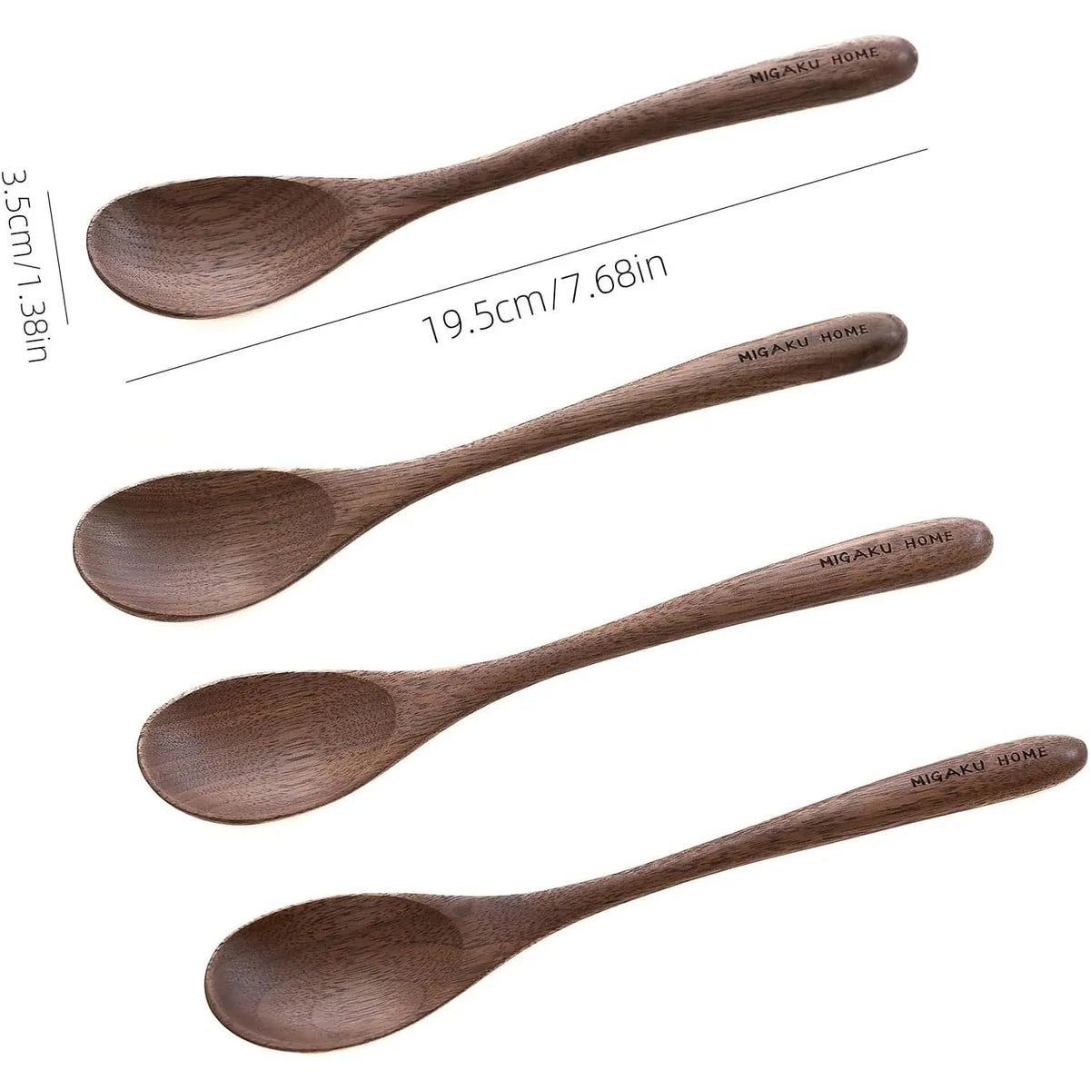 4-Piece Black Walnut Wooden Cutlery Set - Natural Wood Soup Spoons, Eco-Friendly Japanese Style Tableware Box Set for Cooking, Serving, Daily Dining