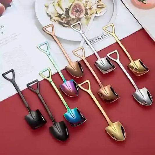 10PCS Stainless Steel Utensils - Creative Paddle-Shaped Scoop Form Modern Spoons, Durable Hygienic Kitchen Cutlery for Home, Restaurant Desserts