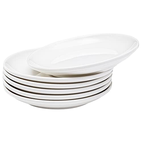 Vikko Appetizer Plates, Set of 4 White Ceramic Plates, Salad Plates Set, Stackable 8 Inch Round Plates, Dishwasher Safe, Bead and Butter Plates, Durable Plates for All Occasions