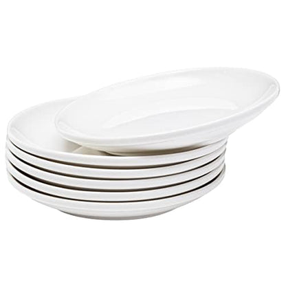 Vikko Appetizer Plates, Set of 4 White Ceramic Plates, Salad Plates Set, Stackable 8 Inch Round Plates, Dishwasher Safe, Bead and Butter Plates, Durable Plates for All Occasions