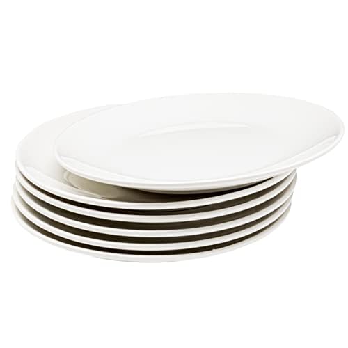 Vikko Appetizer Plates, Set of 4 White Ceramic Plates, Salad Plates Set, Stackable 8 Inch Round Plates, Dishwasher Safe, Bead and Butter Plates, Durable Plates for All Occasions