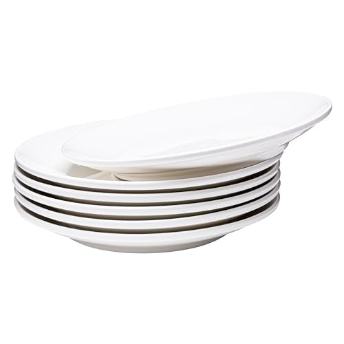 Vikko Appetizer Plates, Set of 4 White Ceramic Plates, Salad Plates Set, Stackable 8 Inch Round Plates, Dishwasher Safe, Bead and Butter Plates, Durable Plates for All Occasions