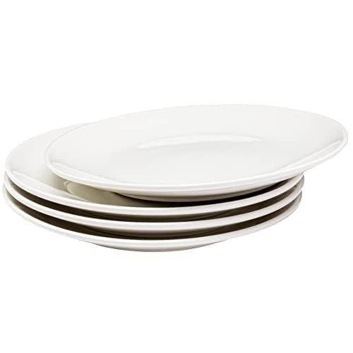 Vikko Appetizer Plates, Set of 4 White Ceramic Plates, Salad Plates Set, Stackable 8 Inch Round Plates, Dishwasher Safe, Bead and Butter Plates, Durable Plates for All Occasions