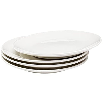 Vikko Appetizer Plates, Set of 4 White Ceramic Plates, Salad Plates Set, Stackable 8 Inch Round Plates, Dishwasher Safe, Bead and Butter Plates, Durable Plates for All Occasions