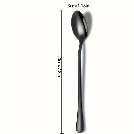Stainless Steel Long Handle Spoon (6 Counts), Mirror Polished Coffee Stirring Spoon, Tea Spoon, Kitchen Cutlery, Dishwasher Safe, Spoons Set, Kitchenware
