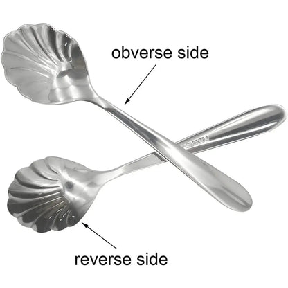 2-Piece Vintage Shell-Shaped Spoons, 4.96-inch 18/10 Stainless Steel Cutlery for Afternoon Tea & Dessert, Shell Shape, Baby, 4.96In, No Warning Applicable, Tableware, Two Piece Set