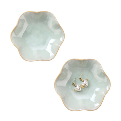 JAMEND CLXP Lotus Leaf Shape Decorative Ring Tray, Small Key Bowl, Ceramic Trinket Tray Jewelry Dish Organizing Necklace Earrings, Home Decoration for Mom Best Friend Sister, Pink.