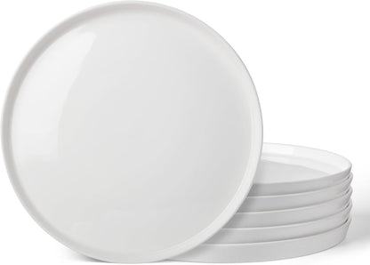 DOWAN 10" Porcelain Dinner Plates Set of 6, Ceramic White Dessert Plates Set for Salad, Pasta, Steak - Appetizer Plates, Dining Plates for Parties, Restaurant - Dishwasher & Microwave Safe - Gifts