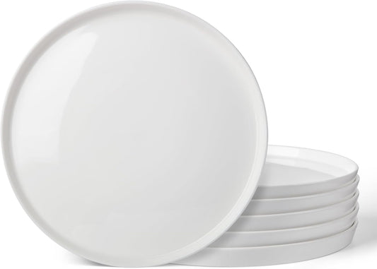 DOWAN 10" Porcelain Dinner Plates Set of 6, Ceramic White Dessert Plates Set for Salad, Pasta, Steak - Appetizer Plates, Dining Plates for Parties, Restaurant - Dishwasher & Microwave Safe - Gifts