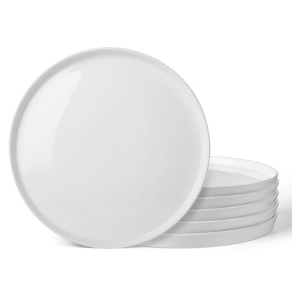 DOWAN 10" Porcelain Dinner Plates Set of 6, Ceramic White Dessert Plates Set for Salad, Pasta, Steak - Appetizer Plates, Dining Plates for Parties, Restaurant - Dishwasher & Microwave Safe - Gifts