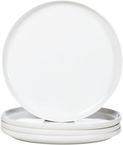 White Dinner Plates Set of 4, Ceramic Dining Plates 10.5 inch, Large Salad Plate, Porcelain Kitchen Plate for Pizza, Steak, Microwave and Dishwasher Safe | Large Salad Plate, Porcelain Kitchen Plate for Pizza, Steak, Microwave Safe