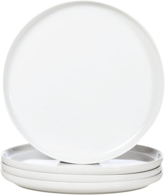 White Dinner Plates Set of 4, Ceramic Dining Plates 10.5 inch, Large Salad Plate, Porcelain Kitchen Plate for Pizza, Steak, Microwave and Dishwasher Safe | Large Salad Plate, Porcelain Kitchen Plate for Pizza, Steak, Microwave Safe