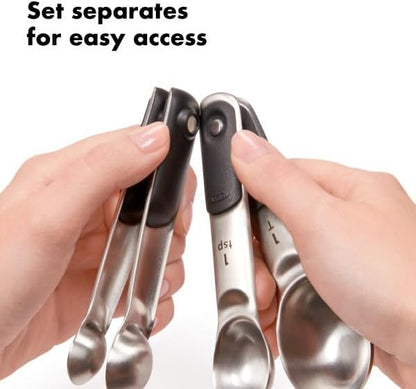 OXO Good Grips 4 Piece Stainless Steel Measuring Spoons with Magnetic Snaps