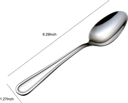 Teaspoons Stainless Steel 18/0 Tea Spoons 6 Pcs, 6.29 Inches For Home, Kitchen Restaurant, Slilver