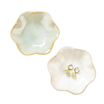 JAMEND CLXP Lotus Leaf Shape Decorative Ring Tray, Small Key Bowl, Ceramic Trinket Tray Jewelry Dish Organizing Necklace Earrings, Home Decoration for Mom Best Friend Sister, Pink.