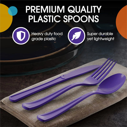 Heavy Duty Purple Plastic Spoons | 7 in. | 50 Count