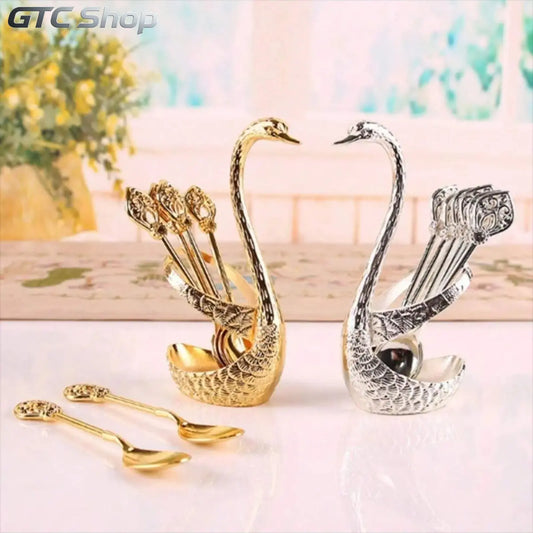 6 Pack Stainless Steel Coffee Spoons with Swan Base, Creative Swan Design Stirring Spoons, Multi-use Metal Cutlery, Elegant Tableware for Coffee, Tea and Desserts, Practical Kitchen Utensils for Daily Use
