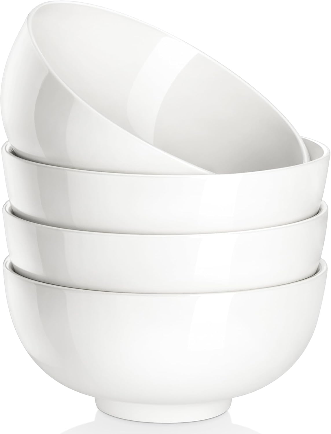 MALACASA 26 Oz White Ceramic Soup Bowls of 4, Cereal Bowls for Kitchen | Perfect for soup, cereal, dinner, noodles,ramen or fruit; scratch-resistant, stackable, microwave, oven & dishwasher safe