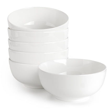 DOWAN 22 OZ White Ceramic Bowls Set of 4 - Perfect for Soup Bowls for Kitchen, Cereal Bowl, Ramen Bowl, Microwave Safe for Oatmeal, Fruit,Salad and Rice Bowl - Dishwasher & Microwave Safe