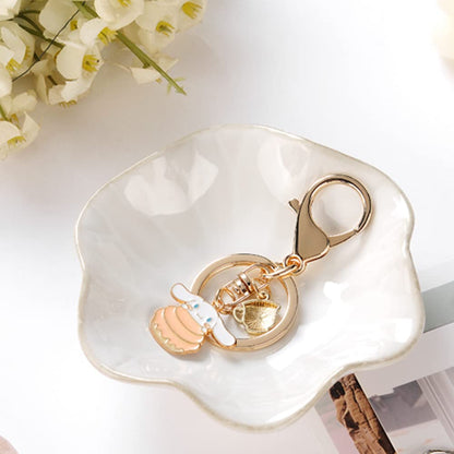 JAMEND CLXP Lotus Leaf Shape Decorative Ring Tray, Small Key Bowl, Ceramic Trinket Tray Jewelry Dish Organizing Necklace Earrings, Home Decoration for Mom Best Friend Sister, Pink.