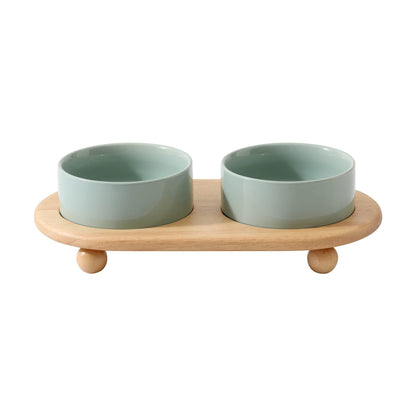 Havniva Cat Bowls Set of Two, 5.1” Ceramic Cat Food and Water Bowls | Cat Food Bowls Whisker Friendly, Non-Slip Base, Food-Grade Ceramic, Wide Opening, Dishwasher Safe, Cat Bowls for Indoor Cats